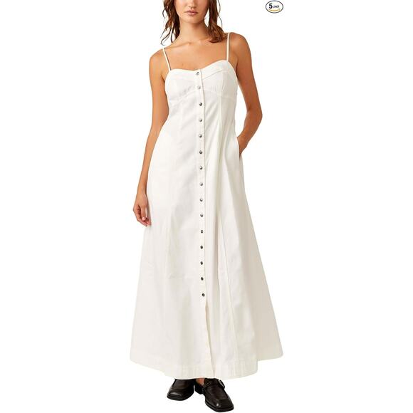 Free People Dresses & Skirts - Free People Just Jill Sleeveless Button Front Maxi Dress White Womens Size Large
